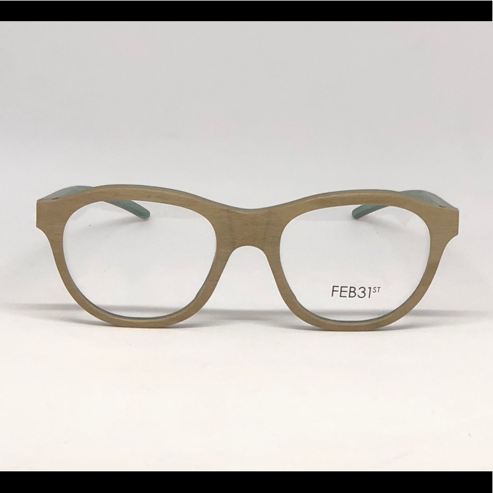 FEB31st Bamboo Brown & Teal Eyeglasses / 50 18 140
